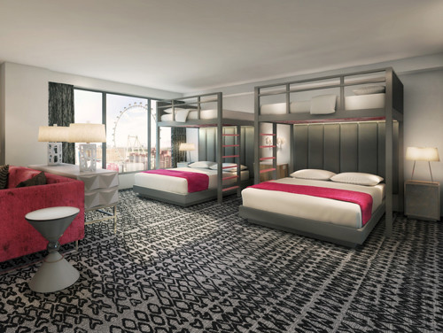 ポイントで無料旅行！ Flamingo-Las-Vegas_Bunk-Bed-Room-Rendering フラミンゴホテルは最高の立地！最高の癒し！in ラスベガス ラスベガス旅行の詳細  
