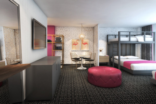 ポイントで無料旅行！ Flamingo-Las-Vegas_Bunk-Bed-Suite-Rendering_Bedroom_Final フラミンゴホテルは最高の立地！最高の癒し！in ラスベガス ラスベガス旅行の詳細  